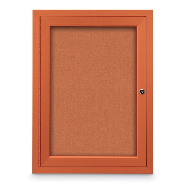 Slim Enclosed Corkboard, 11"x13-1/2", Satin Alum Frame/Cobalt
